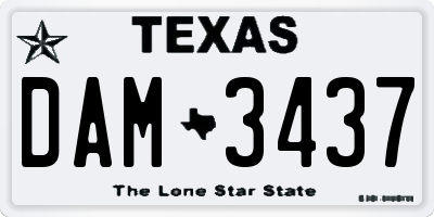 TX license plate DAM3437