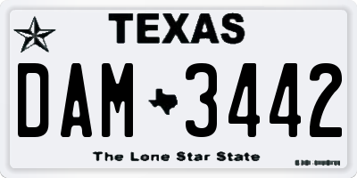 TX license plate DAM3442