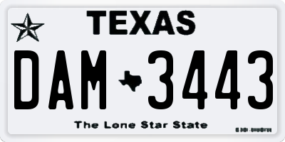 TX license plate DAM3443