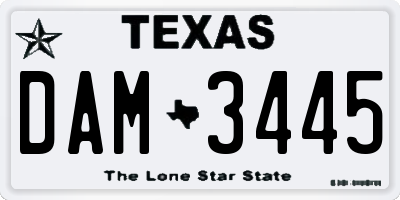 TX license plate DAM3445
