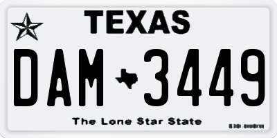 TX license plate DAM3449