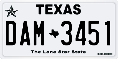 TX license plate DAM3451