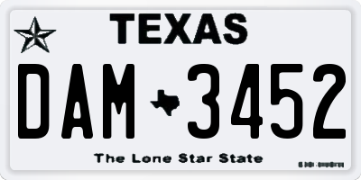 TX license plate DAM3452
