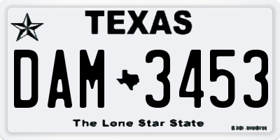 TX license plate DAM3453