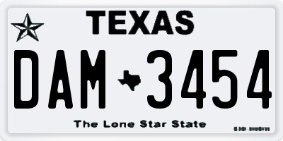 TX license plate DAM3454