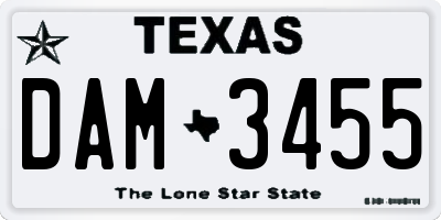 TX license plate DAM3455