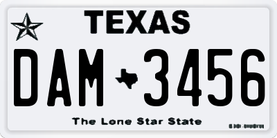 TX license plate DAM3456