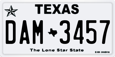 TX license plate DAM3457