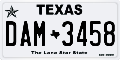 TX license plate DAM3458