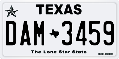 TX license plate DAM3459