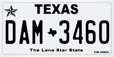 TX license plate DAM3460