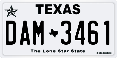 TX license plate DAM3461