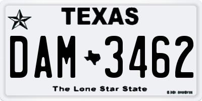 TX license plate DAM3462