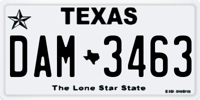 TX license plate DAM3463