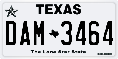 TX license plate DAM3464