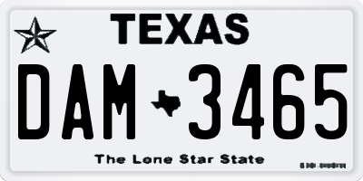 TX license plate DAM3465