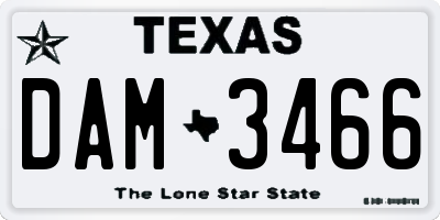 TX license plate DAM3466