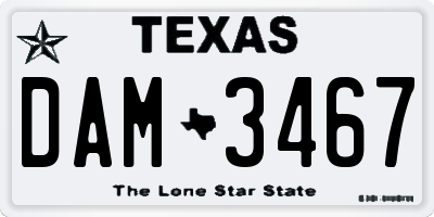 TX license plate DAM3467