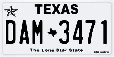 TX license plate DAM3471