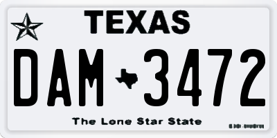 TX license plate DAM3472