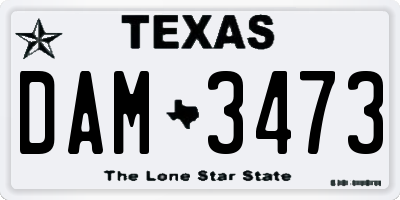 TX license plate DAM3473