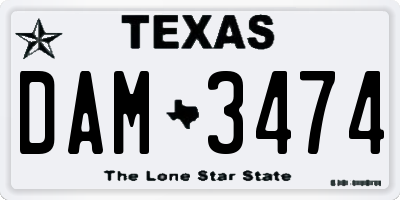 TX license plate DAM3474