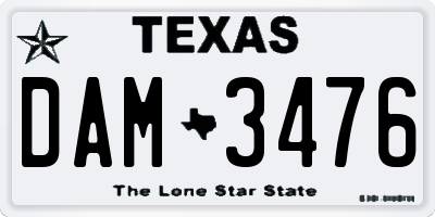 TX license plate DAM3476