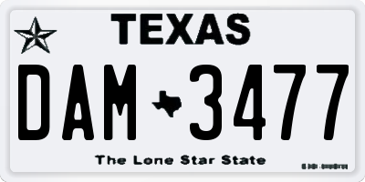 TX license plate DAM3477