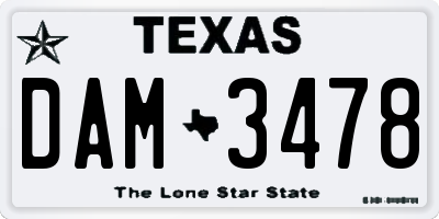 TX license plate DAM3478