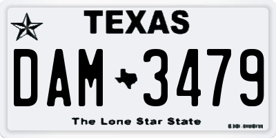TX license plate DAM3479