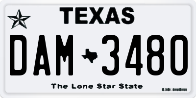 TX license plate DAM3480