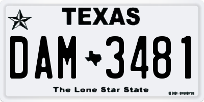 TX license plate DAM3481