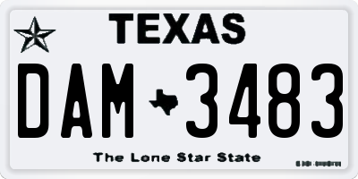 TX license plate DAM3483