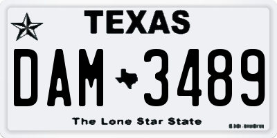 TX license plate DAM3489
