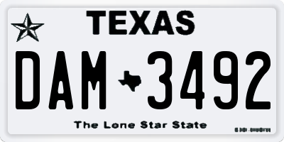 TX license plate DAM3492