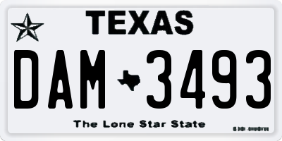 TX license plate DAM3493