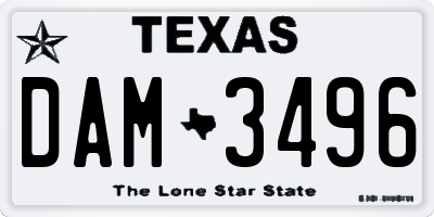 TX license plate DAM3496