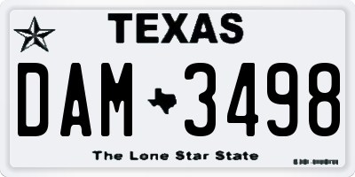 TX license plate DAM3498