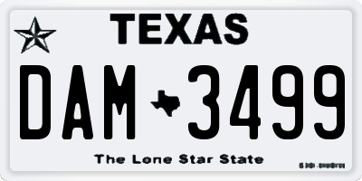TX license plate DAM3499