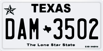 TX license plate DAM3502