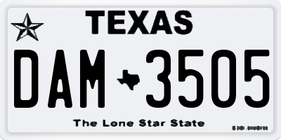 TX license plate DAM3505