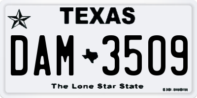 TX license plate DAM3509