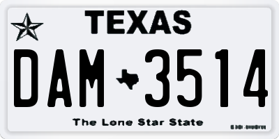 TX license plate DAM3514