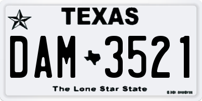 TX license plate DAM3521