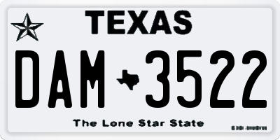 TX license plate DAM3522