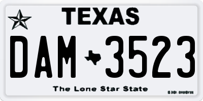 TX license plate DAM3523