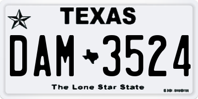 TX license plate DAM3524