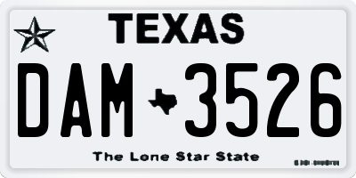 TX license plate DAM3526