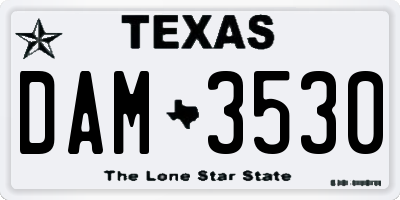 TX license plate DAM3530
