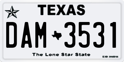 TX license plate DAM3531